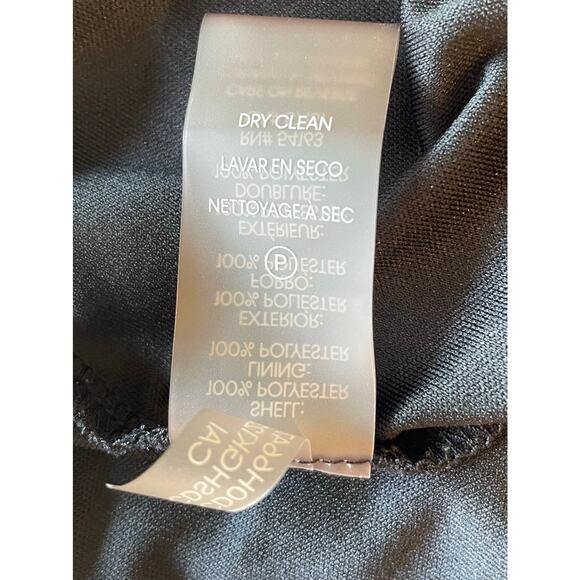 Calvin Klein Dress Black Floral Sleeveless Ruffle Hem Tie Back Neck Sz 2 Lined - Picture 9 of 11